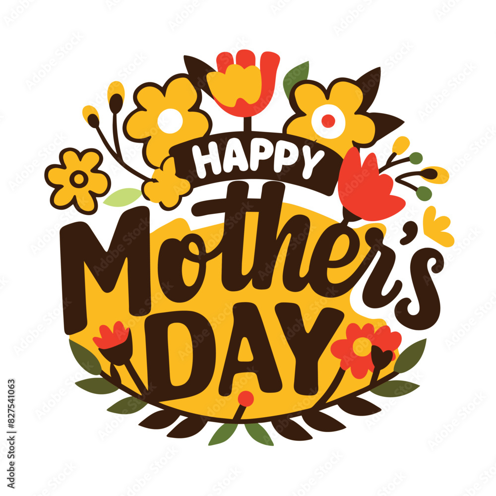 Happy Mother's Day Floral Greeting Card with Bold Text Happy Mother's Day Floral Greeting Card with Bold Text