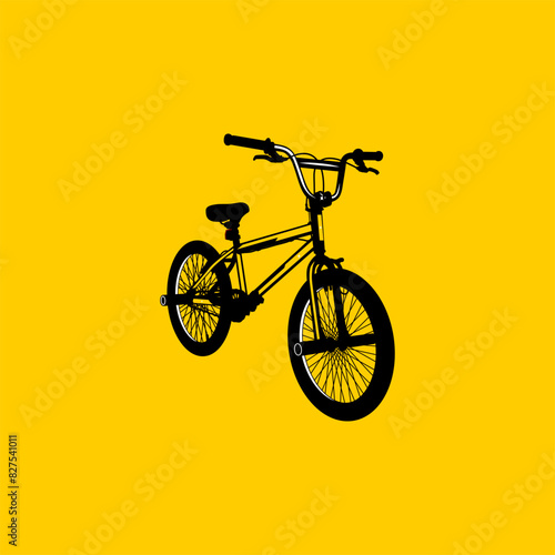 yellow freestyle bmx bike front side view cartoon vector illustration