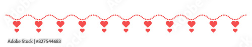 Line dots heart love shaper border divider Illustration vector