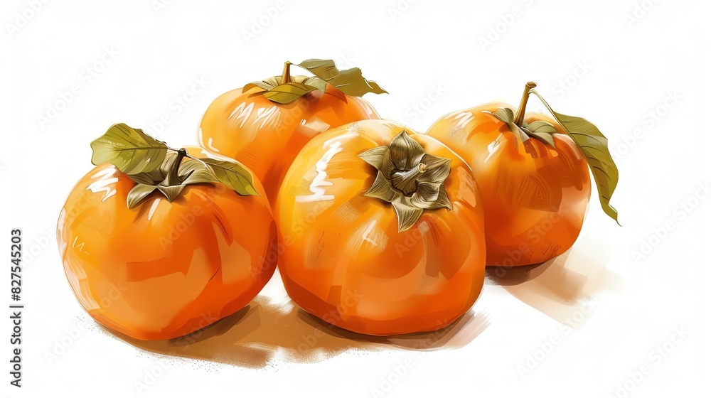 isolated white background of persimmons isolated white background of persimmons
