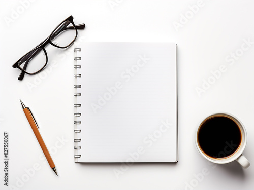 Top view of businessman's morning work setup