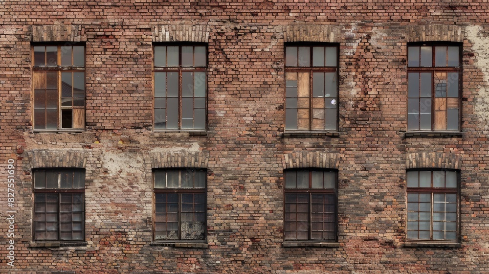 Obraz premium Traditional building facade with a full background of brown brick wall texture