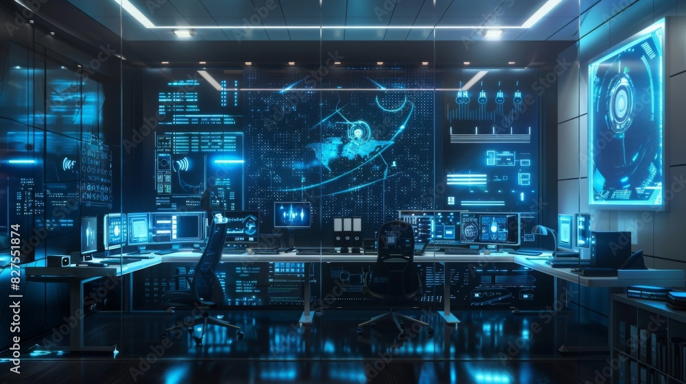 A high-tech workspace with holographic displays and a mix of flat and three-dimensional elements, sleek and futuristic --ar 16:9 --style raw Job ID: dc2f6c8f-d070-4e32-93b0-17274f63fffa A high-tech workspace with holographic displays and a mix of flat and three-dimensional elements, sleek and futuristic --ar 16:9 --style raw Job ID: dc2f6c8f-d070-4e32-93b0-17274f63fffa