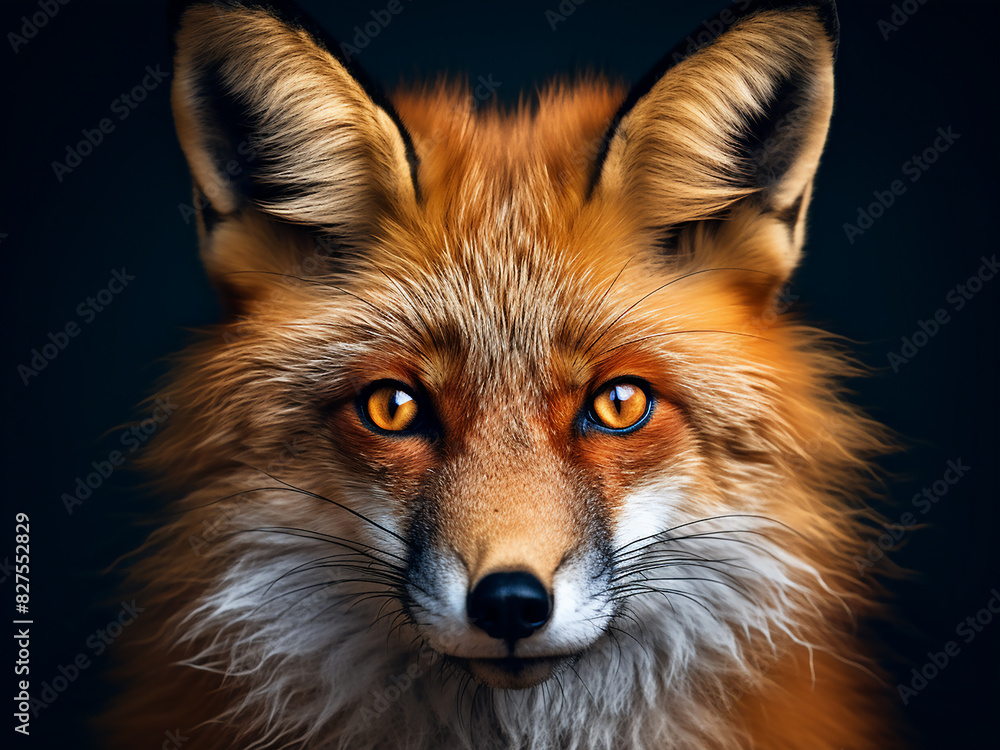 Red fox's features captured in close-up