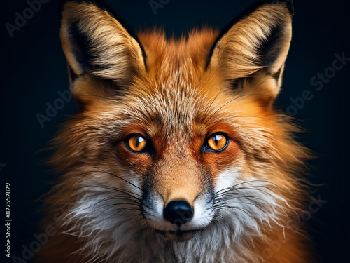 Red fox's features captured in close-up © Llama-World-studio