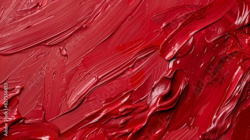Textured Red Acrylic Paint Surface Perfect for Art, Design, and Backgrounds in Creative Projects