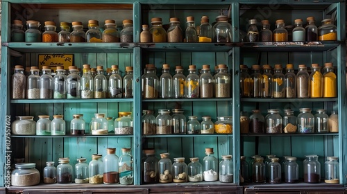 An antique apothecary shop with glass jars of Ayurvedic powders  oils  and herbs offers a nostalgic glimpse.