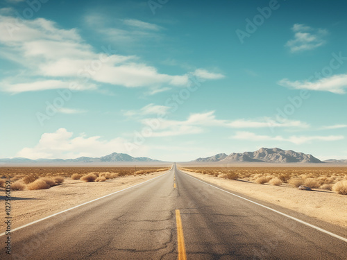 A bluish-toned desert highway leads onward, symbolizing a path to the unknown © Llama-World-studio