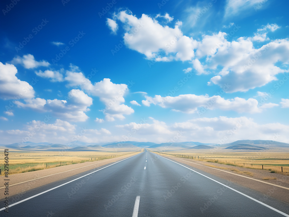 Summer clouds adorn an isolated country highway Summer clouds adorn an isolated country highway