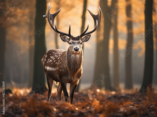 Autumn's hues accentuate the grandeur of a fallow deer