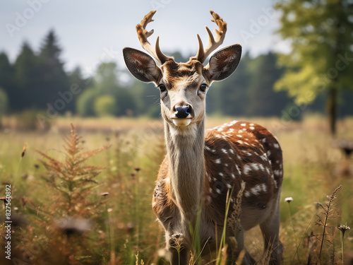 Meadow-bound deer fix their gaze upon the lens
