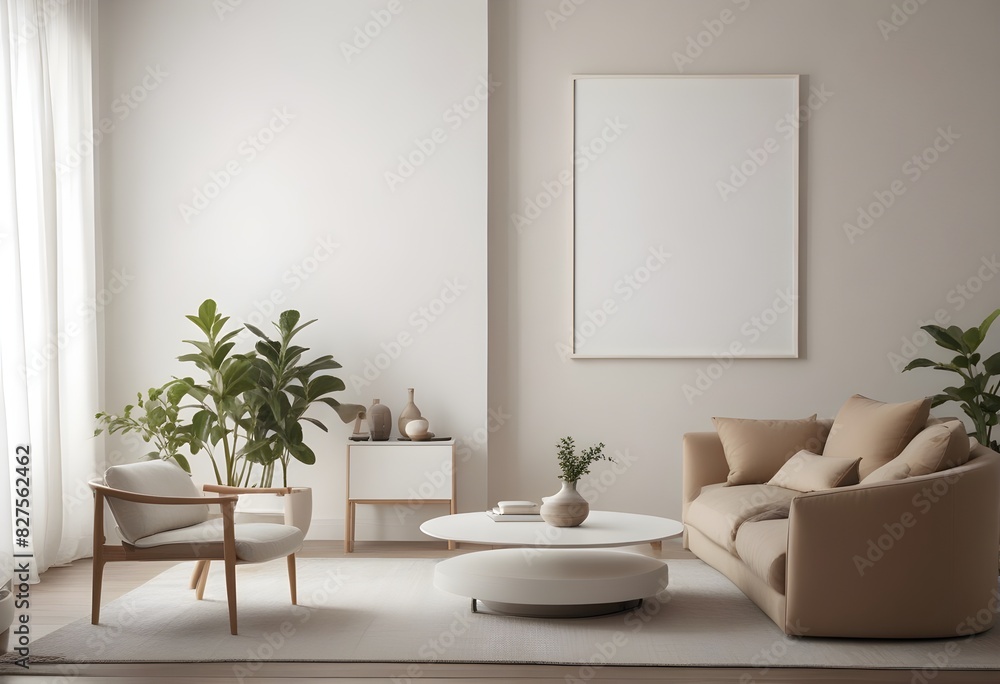 Frame mockup, ISO A paper size. Living room poster mockup. Modern interior design. Living room Interior mockup with house background. 3D render Frame mockup, ISO A paper size. Living room poster mockup. Modern interior design. Living room Interior mockup with house background. 3D render