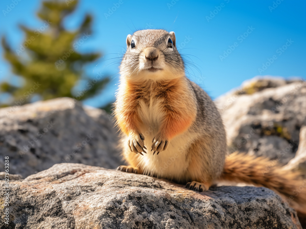 Catch a glimpse of a ground squirrel nestled among the rocky terrain of Lake Tahoe Catch a glimpse of a ground squirrel nestled among the rocky terrain of Lake Tahoe