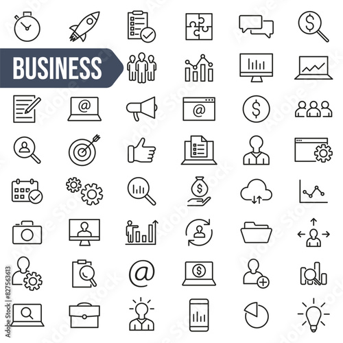 Business icon. Business icon set. Linear style.