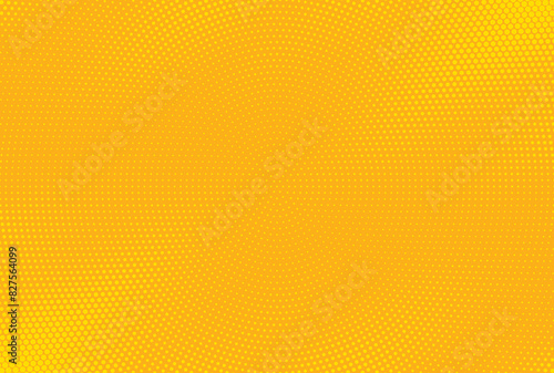 Yellow and orange pop art retro comic background. retro comic yellow background raster gradient halftone. photo