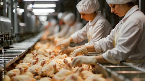 frozen perfection quality control team ensures chicken export excellence behindthescenes look industrial photography photo
