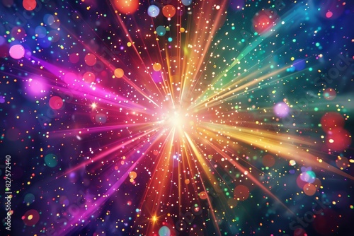 prismatic starburst explosion in vibrant night sky colorful abstract background illustration