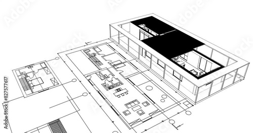 traditional residential house 3d rendering