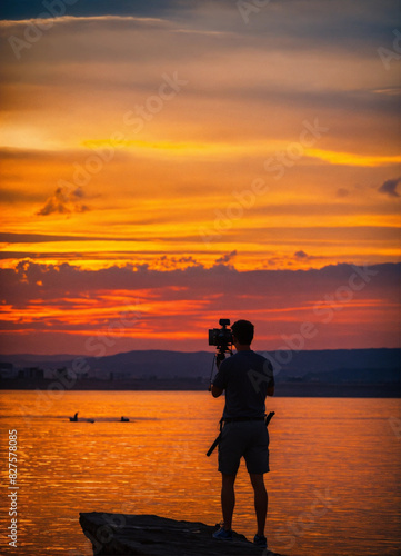 silhouette of a person watching the sunset