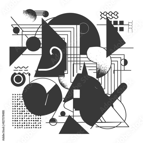 Abstract geometric shapes using Bauhaus memphis design black color