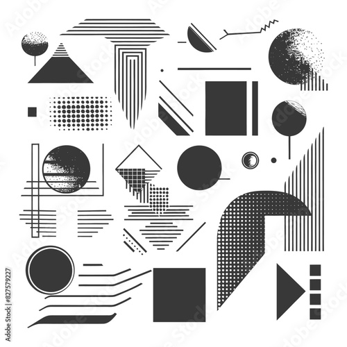 Abstract geometric shapes using Bauhaus memphis design black color