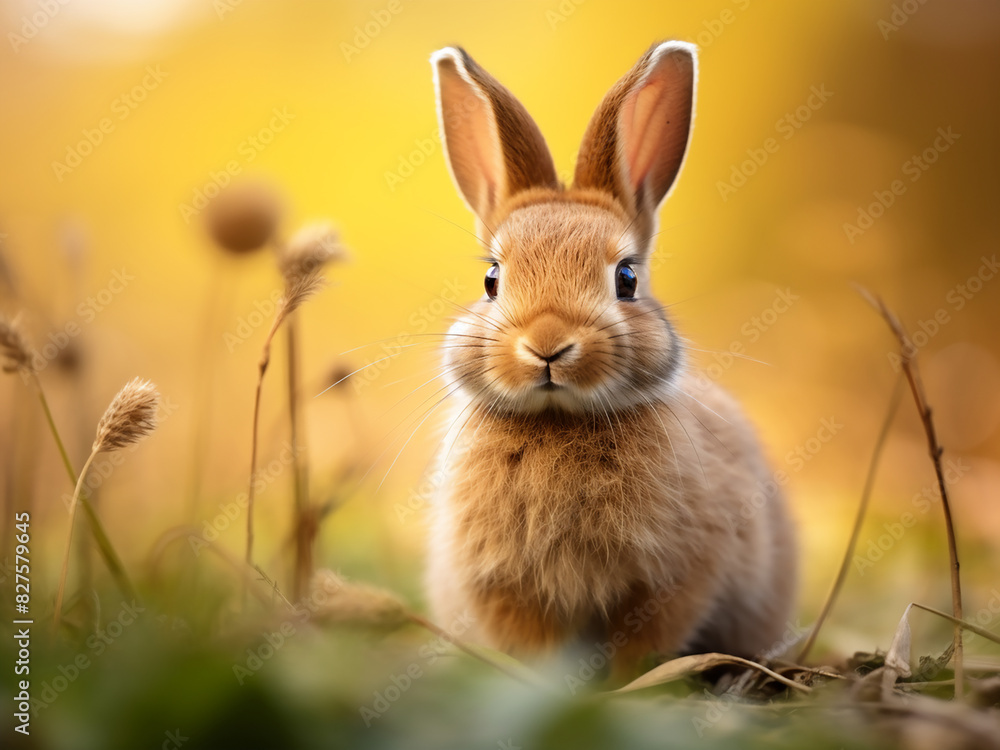 Three young and cute rabbits make a delightful portrait sitting on grass Three young and cute rabbits make a delightful portrait sitting on grass