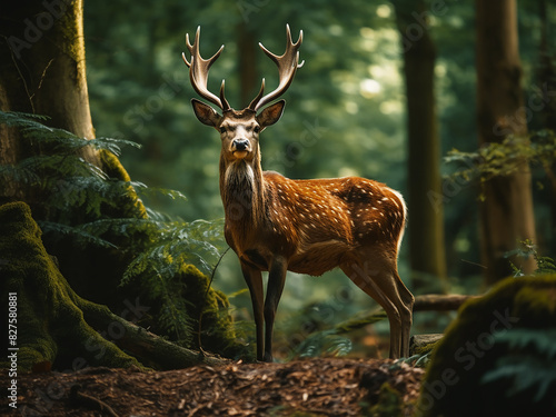 Majestic fallow deer in natural forest setting photo