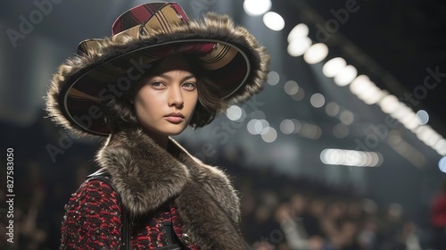stylish model strutting the runway at fendi show during milan womens fashion week fashion photography
