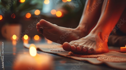 therapeutic reflexology session applying pressure to feet for relaxation and rejuvenation closeup photography photo