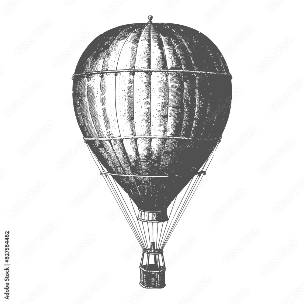 Naklejka premium air balloon with old engraving style black color only