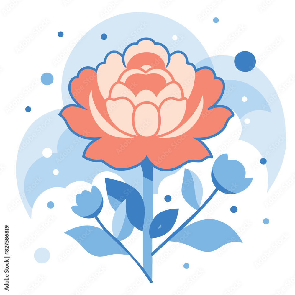 Fototapeta premium Abstract Illustration of a Single Rose with Blue Background
