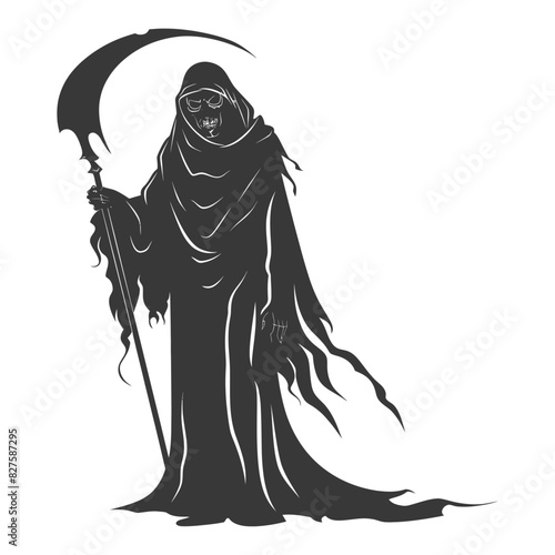 Silhouette grim reaper full body black color only