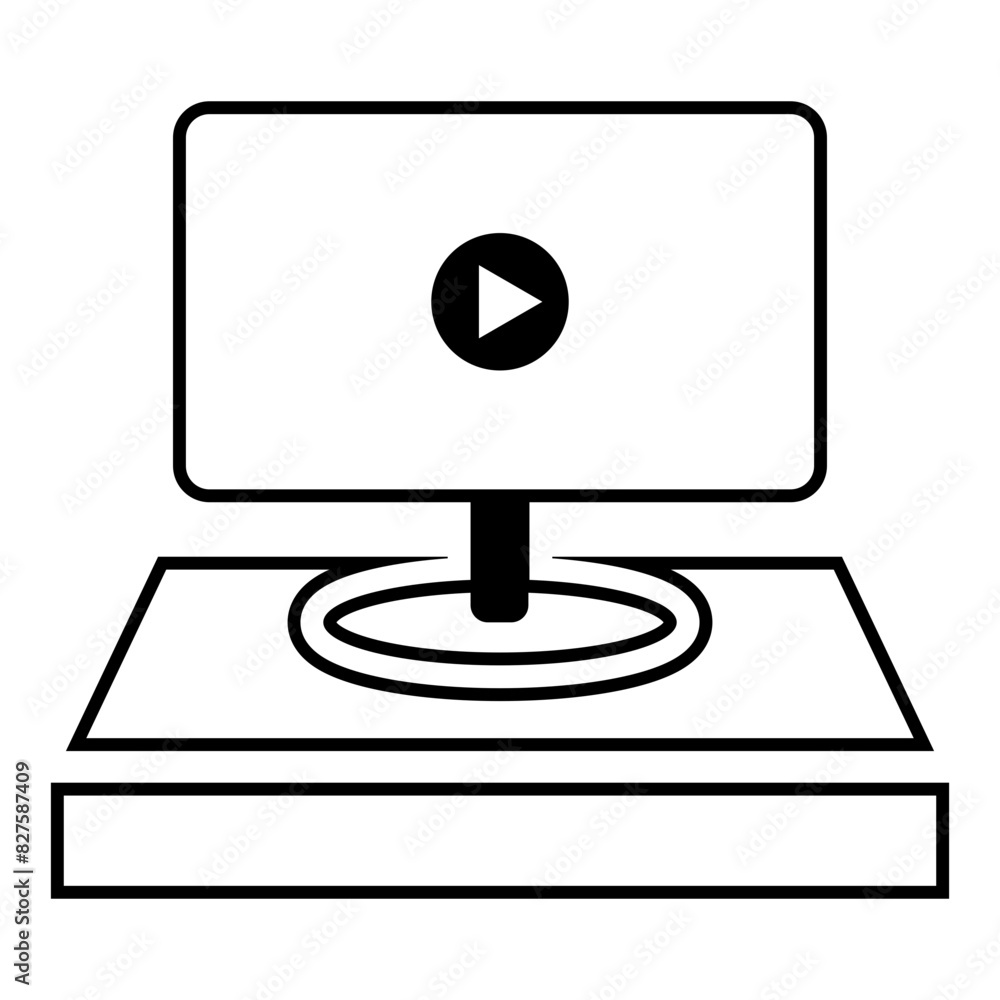 computer monitor with video play button icon computer monitor with video play button icon