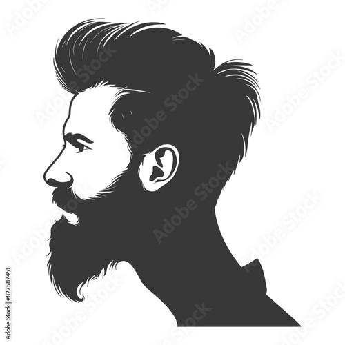 Silhouette hair beard mustache man only black color only