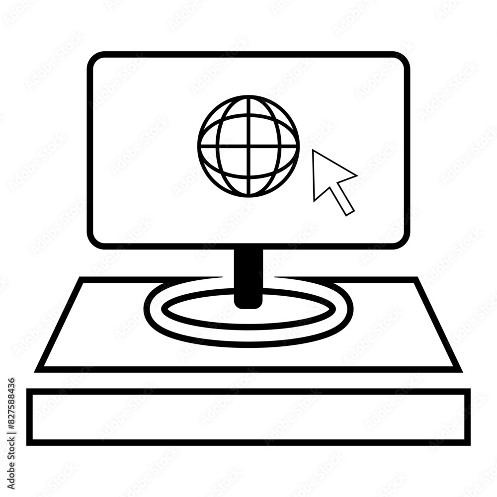 globe and computer, icon globe and computer, icon