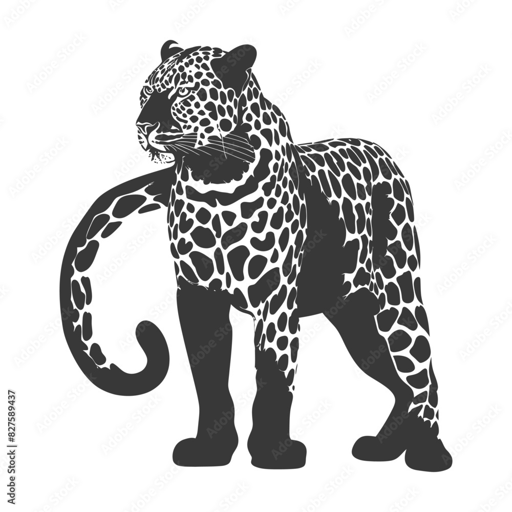 Silhouette Leopard animal full body black color only Silhouette Leopard animal full body black color only