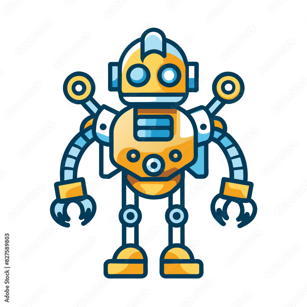 Cartoon Robot with Yellow Body and Blue and Yellow Accents Cartoon Robot with Yellow Body and Blue and Yellow Accents