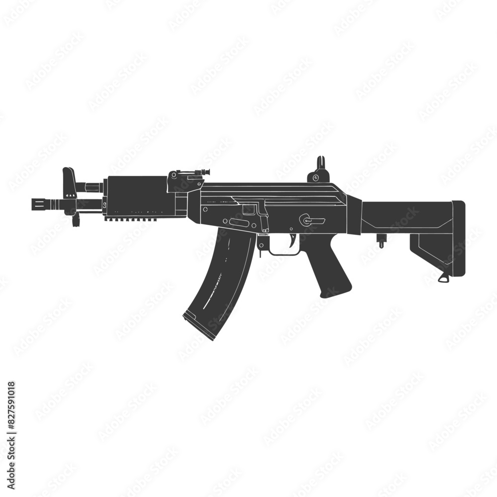 Silhouette machine gun military weapon body black color only
