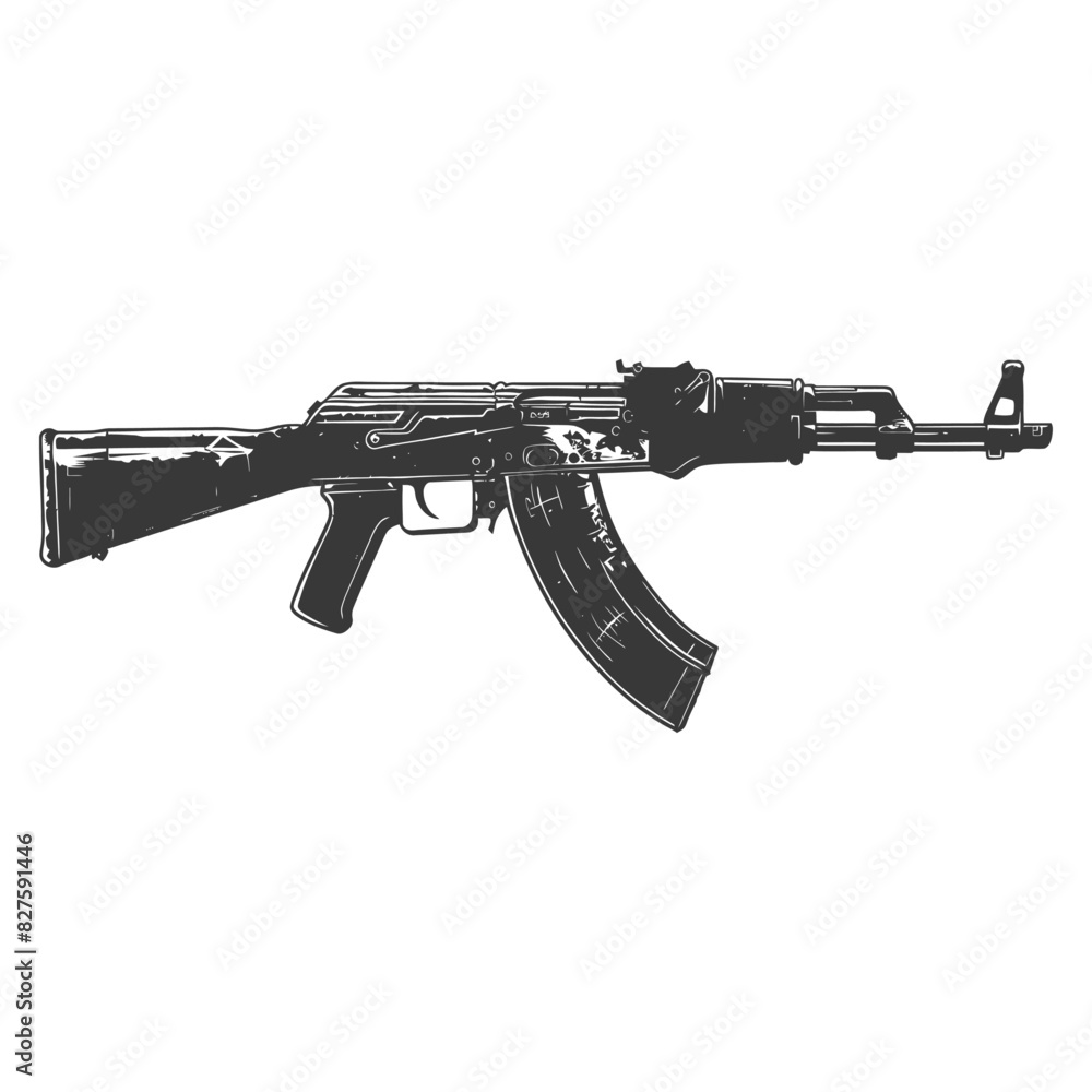 Silhouette machine gun military weapon body black color only