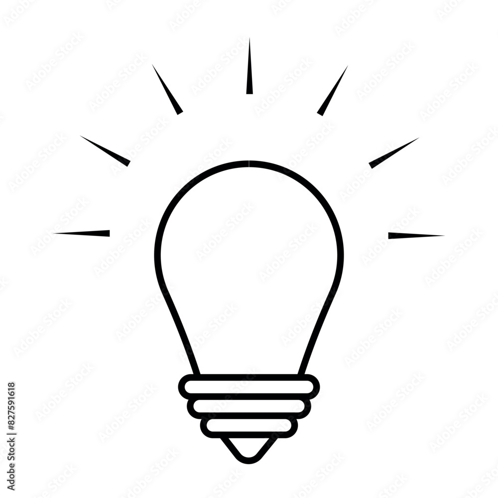 Line Icon illuminated lamp. Black isolated outline icon of light bulb on white background. Symbol of idea, creative vector illustrator. Line Icon illuminated lamp. Black isolated outline icon of light bulb on white background. Symbol of idea, creative vector illustrator.