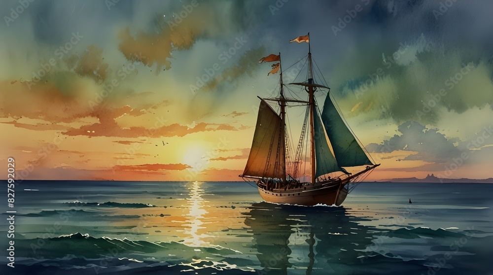 Obraz premium sailboat at sunset