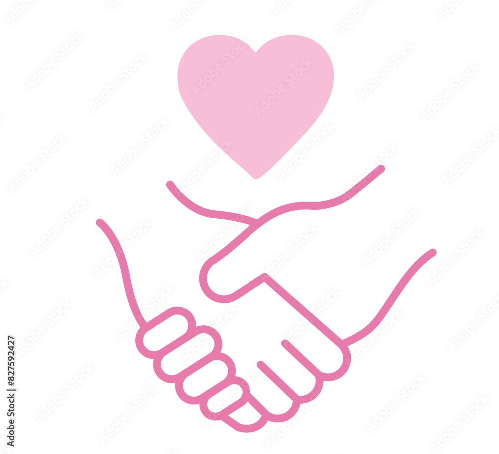 Obraz premium 握手のアイコン。福祉。愛情。ハート。