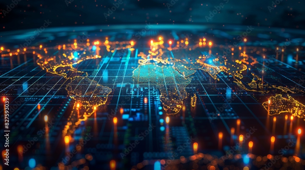 Obraz premium Financial Markets Overview: Depict a global financial markets overview with Highlight the interconnectedness and complexity of global finance.