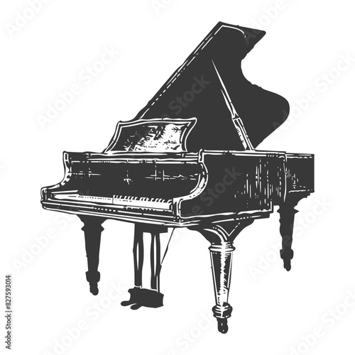 Silhouette old piano black color only