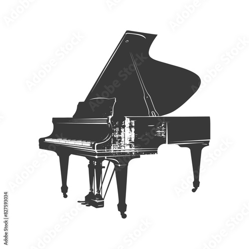Silhouette old piano black color only