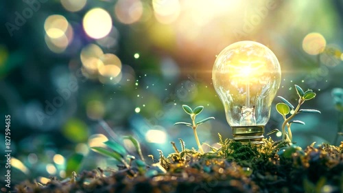 A Scene of a light bulb eco concepts, animated illustration motion video repeating 4k