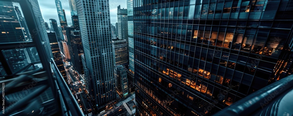 A breathtaking aerial view of a modern cityscape at dusk, showcasing skyscrapers with illuminated windows and bustling urban streets below. A breathtaking aerial view of a modern cityscape at dusk, showcasing skyscrapers with illuminated windows and bustling urban streets below.