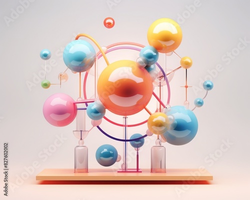 Colorful abstract geometric shapes arrangement in vibrant hues, showcasing modern design and creativity on a light background.