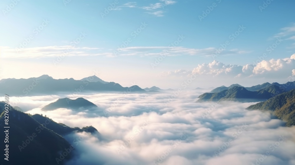 Beautiful view above the clouds with bright blue Sky and white clouds landscape background Beautiful view above the clouds with bright blue Sky and white clouds landscape background