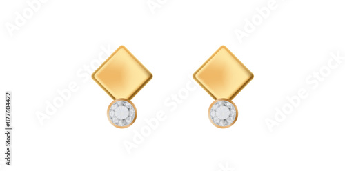 Awesome Gold Plated White Stone Earrings Vector Illustration.	 